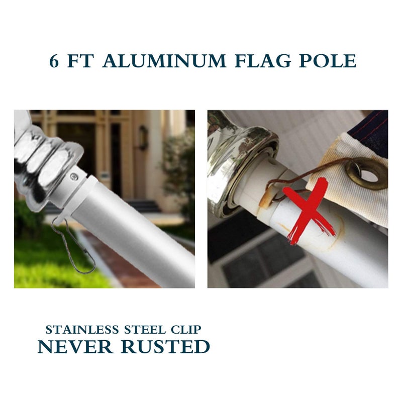 Hoople Tangle Free Spinning Flag Pole, 6FT Aluminum Rotating Flagpoles Two Piece Design Rustroof High Wind Resistant American Flag Poles for Outside House Garden Boat Truck Commercial - Image 4